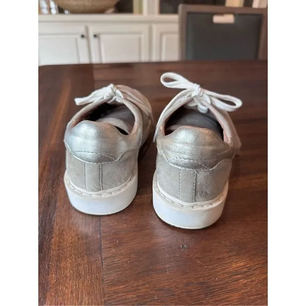 Halogen ladies leather sneaker in gray